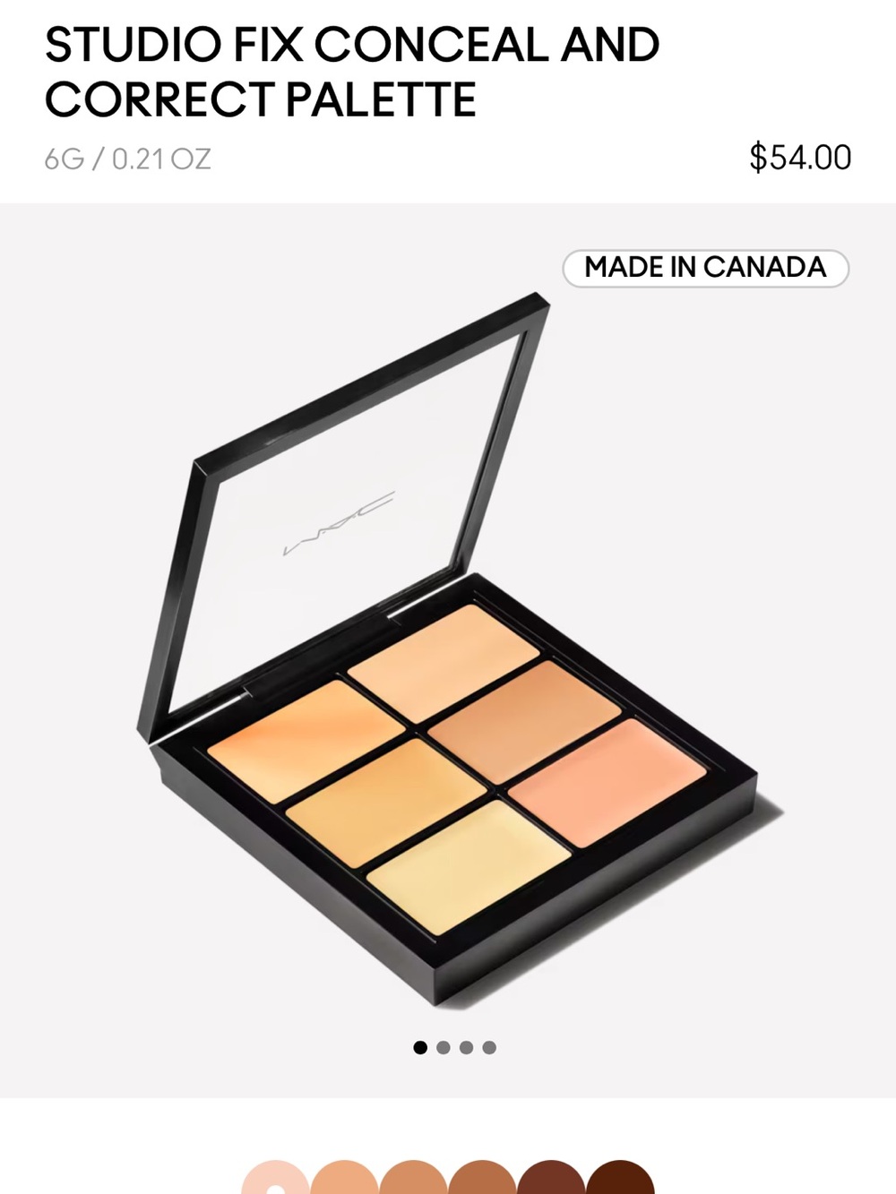 Mac concealer palette in light